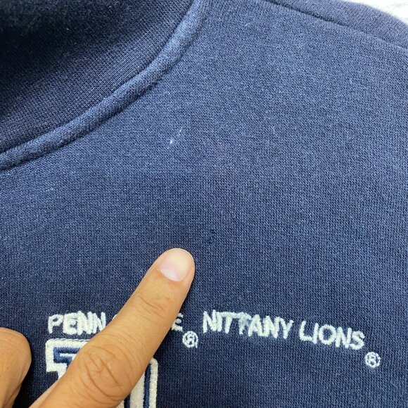 VINTAGE Penn State Nittany Lions Sweatshirt Mens L Navy OBV 1/4 Zip Pullover - Picture 3 of 15